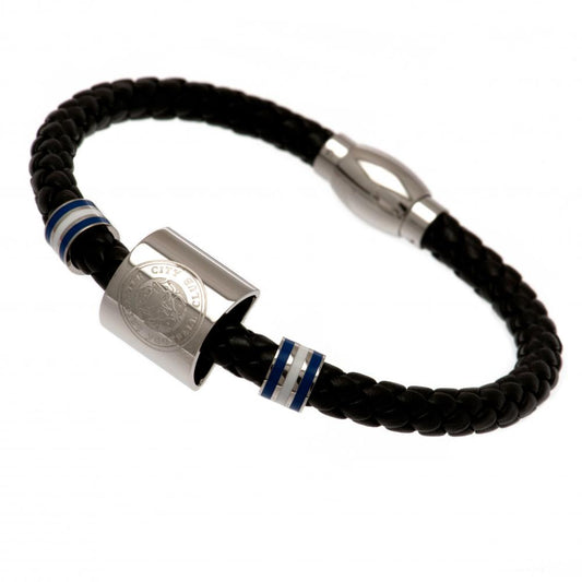 102647 Leicester City FC Colour Ring Leather Bracelet