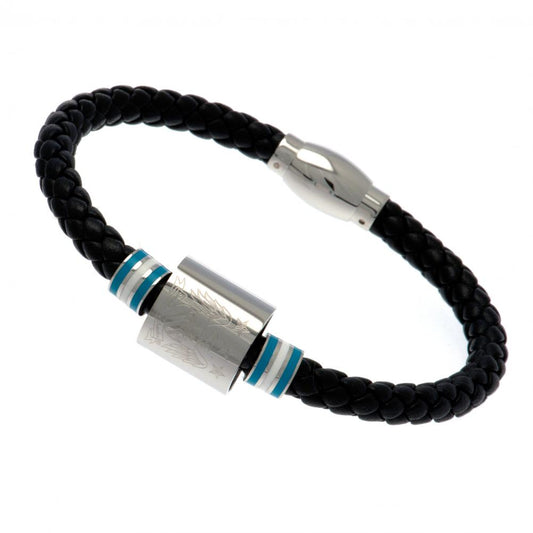 123034 Manchester City FC Colour Ring Leather Bracelet