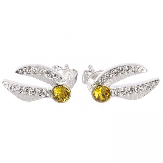 187435 Harry Potter Sterling Silver Crystal Earrings Golden Snitch