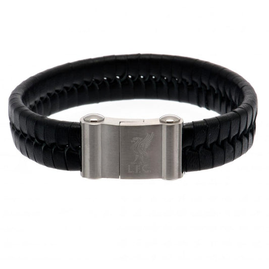 66007 Liverpool FC Single Plait Leather Bracelet