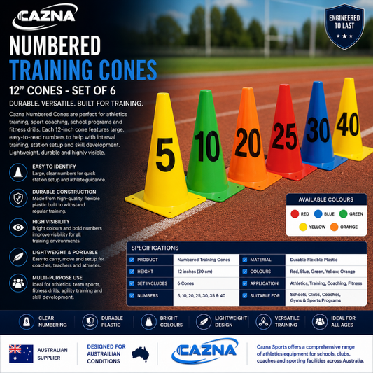 Cazna Numbered Training Cones 12" – Pack of 8