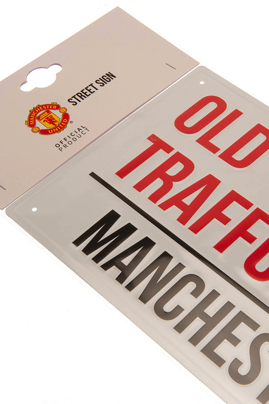 Manchester United FC White Street Sign