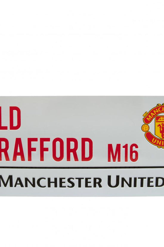 Manchester United FC White Street Sign