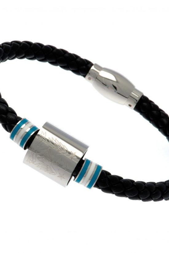 123034 Manchester City FC Colour Ring Leather Bracelet