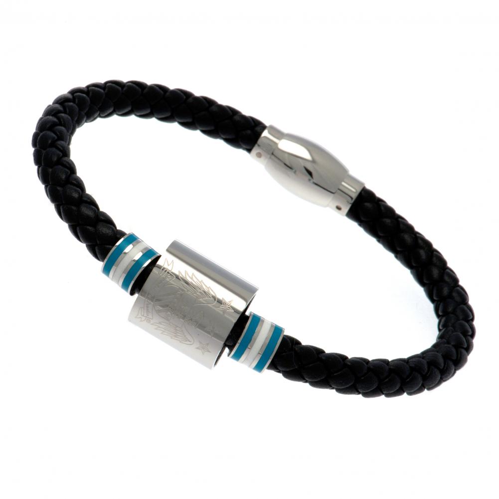 123034 Manchester City FC Colour Ring Leather Bracelet