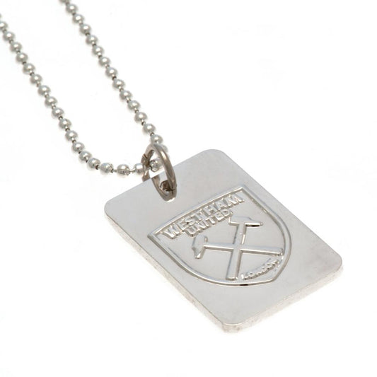 123093 West Ham United FC Silver Plated Dog Tag Chain