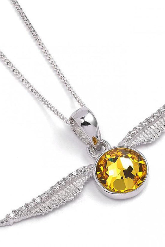 167352 Harry Potter Sterling Silver Crystal Necklace Golden Snitch