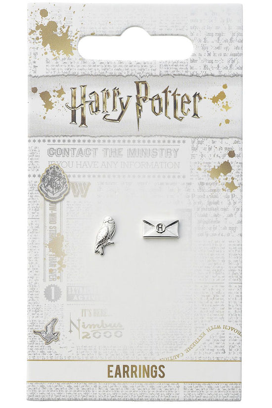 179717 Harry Potter Silver Plated Earrings Hedwig Owl Letter 1