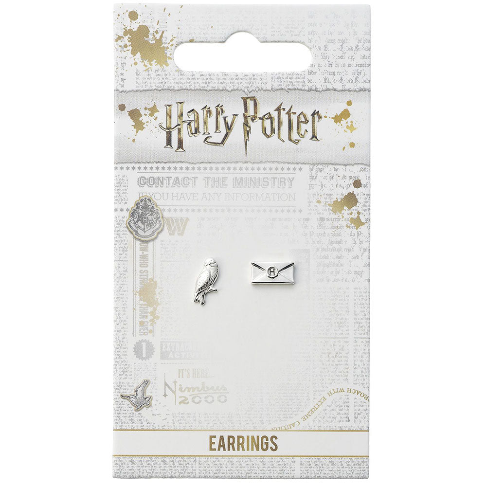 179717 Harry Potter Silver Plated Earrings Hedwig Owl Letter 1