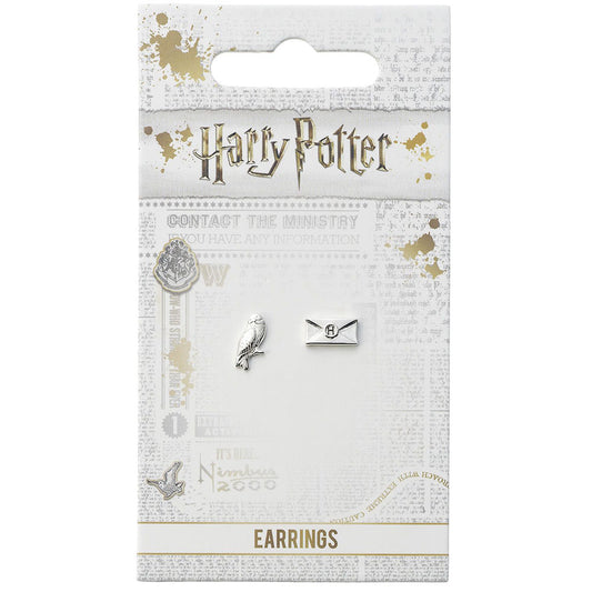 179717 Harry Potter Silver Plated Earrings Hedwig Owl Letter 1
