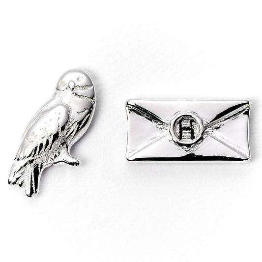 179717 Harry Potter Silver Plated Earrings Hedwig Owl Letter