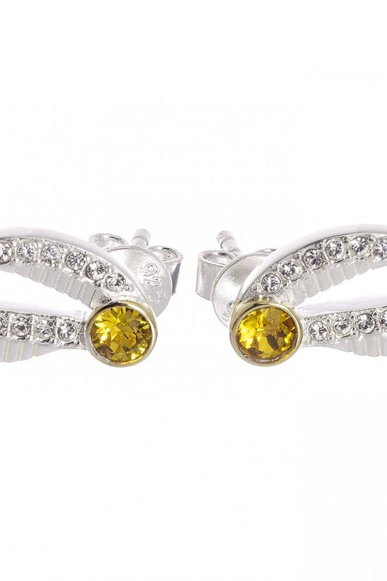 187435 Harry Potter Sterling Silver Crystal Earrings Golden Snitch