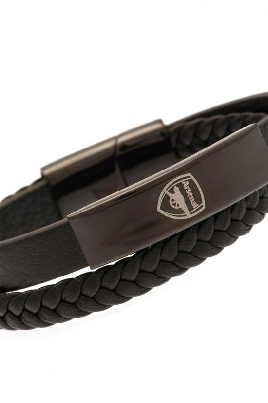 190981 Arsenal FC Black IP Leather Bracelet