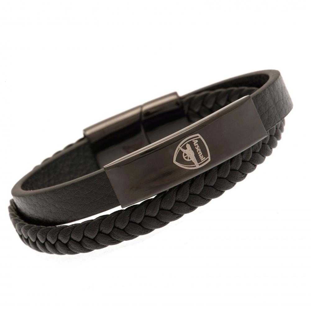 190981 Arsenal FC Black IP Leather Bracelet