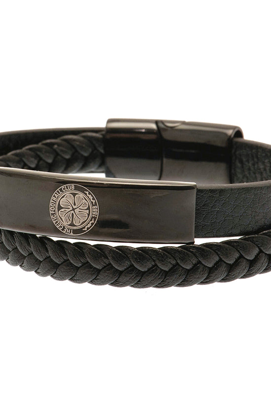 190982 Celtic FC Black IP Leather Bracelet 1