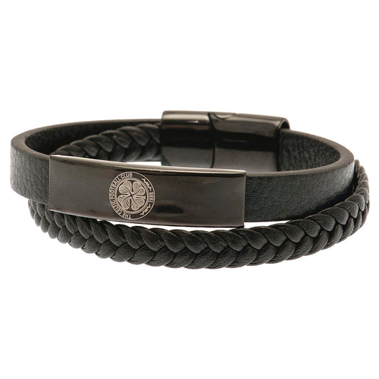 190982 Celtic FC Black IP Leather Bracelet 1