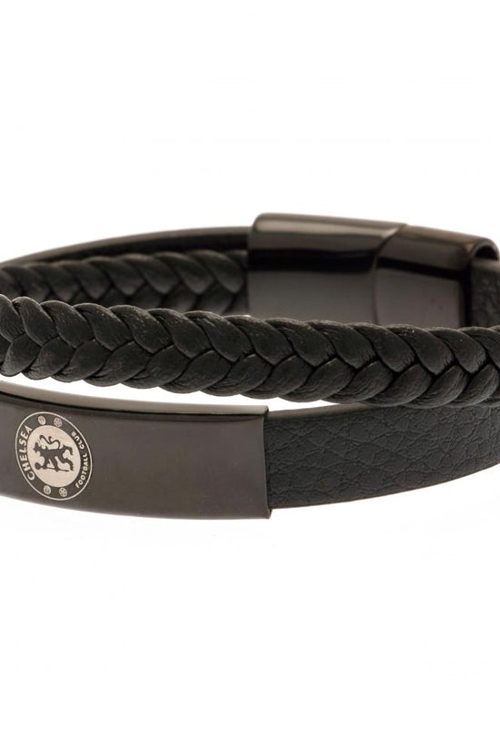 190983 Chelsea FC Black IP Leather Bracelet 1