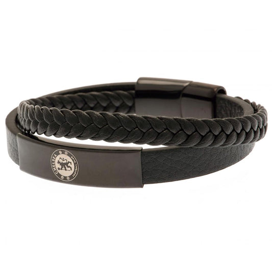 190983 Chelsea FC Black IP Leather Bracelet 1