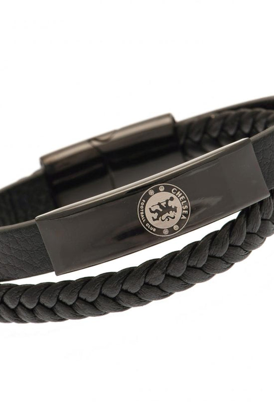 190983 Chelsea FC Black IP Leather Bracelet