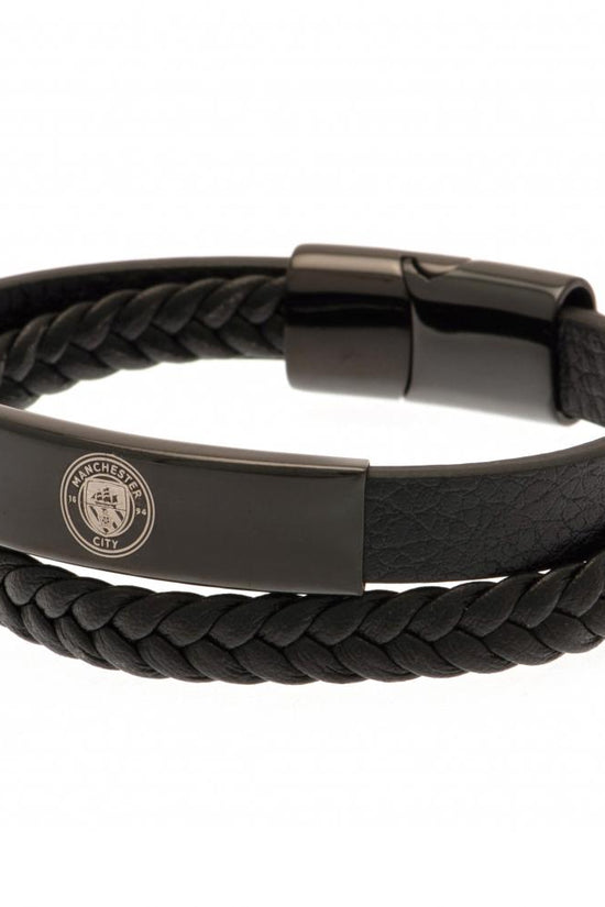 190985 Manchester City FC Black IP Leather Bracelet 1