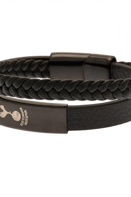 190986 Tottenham Hotspur FC Black IP Leather Bracelet 1