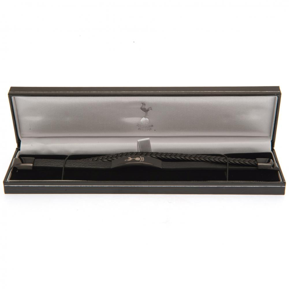 190986 Tottenham Hotspur FC Black IP Leather Bracelet 2