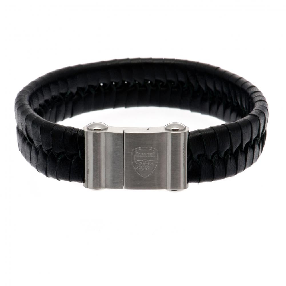 65957 Arsenal FC Single Plait Leather Bracelet