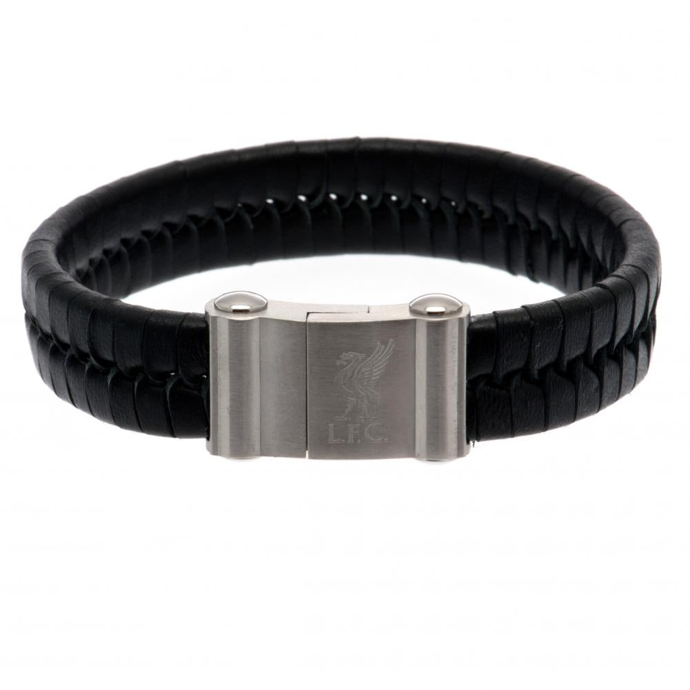 66007 Liverpool FC Single Plait Leather Bracelet