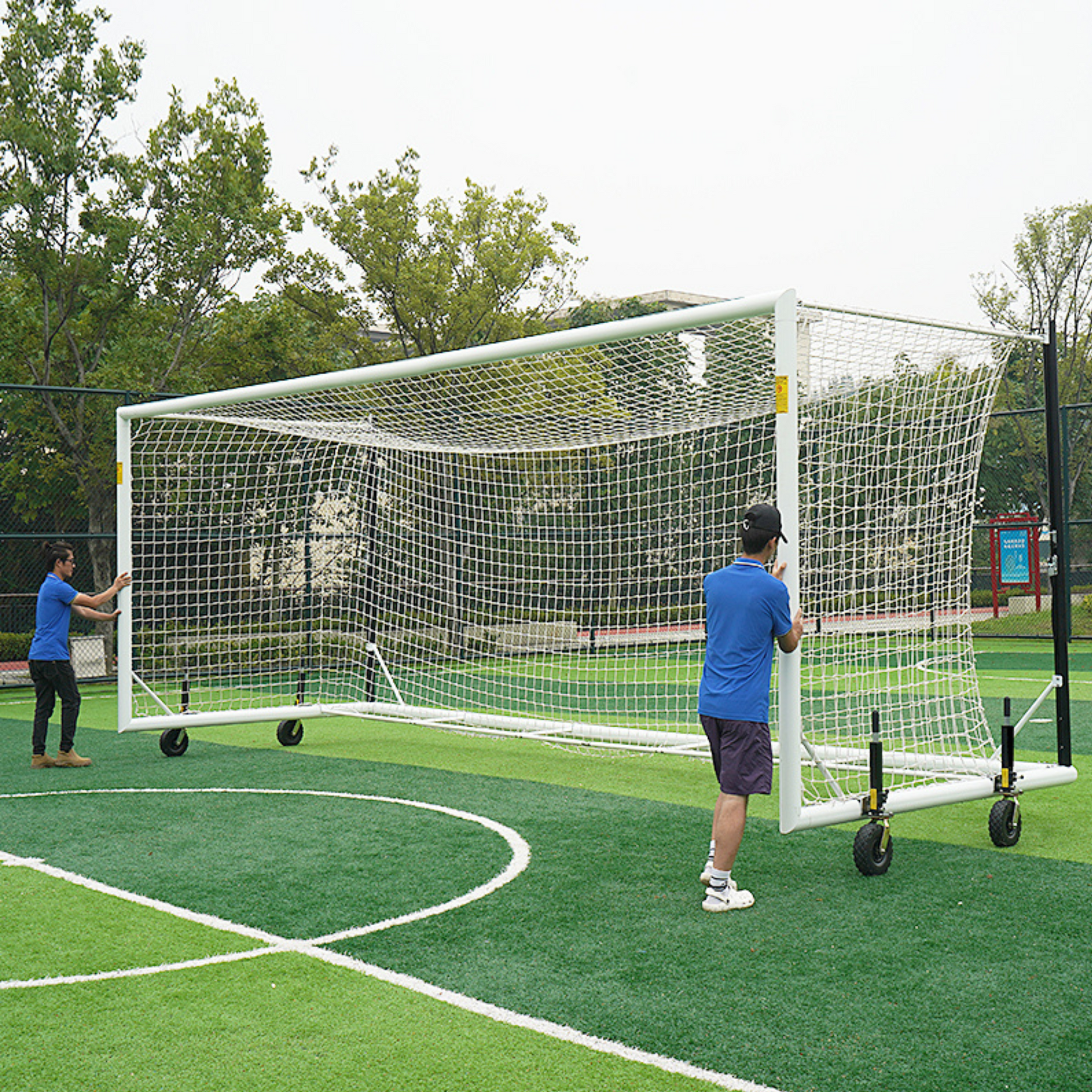 7.3m x 2.4m Cazna ALU110 Freestanding Stadium Box Soccer Goal (Full Size)