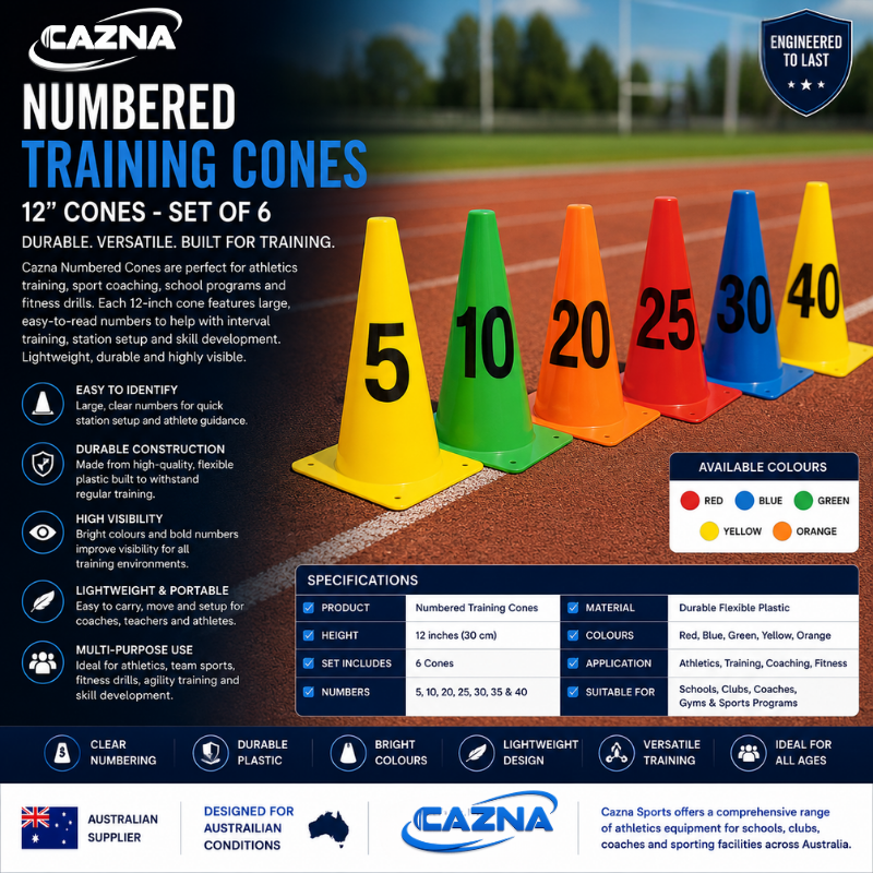 Cazna Numbered Training Cones 12" – Pack of 8