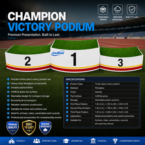 Cazna Champion Victory Podium