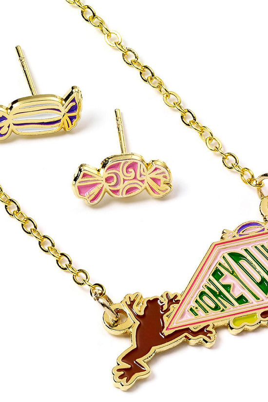 Harry Potter Gold Plated Necklace & Earrings Honeydukes