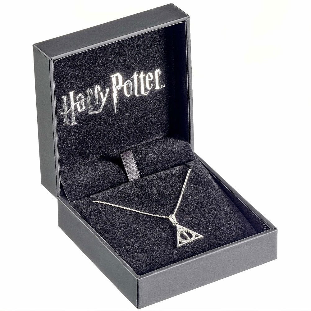 Harry Potter Sterling Silver Crystal Necklace Deathly Hallows 3