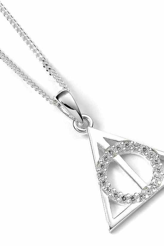 Harry Potter Sterling Silver Crystal Necklace Deathly Hallows