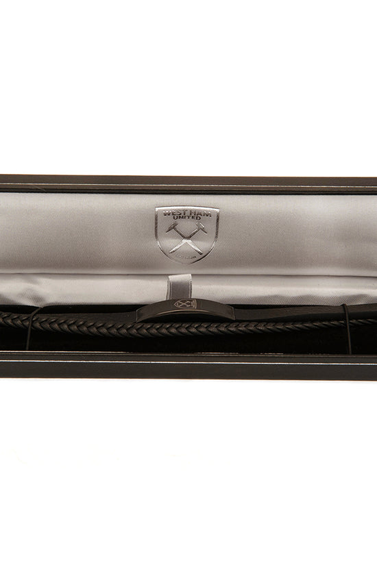 West Ham United FC Black IP Leather Bracelet