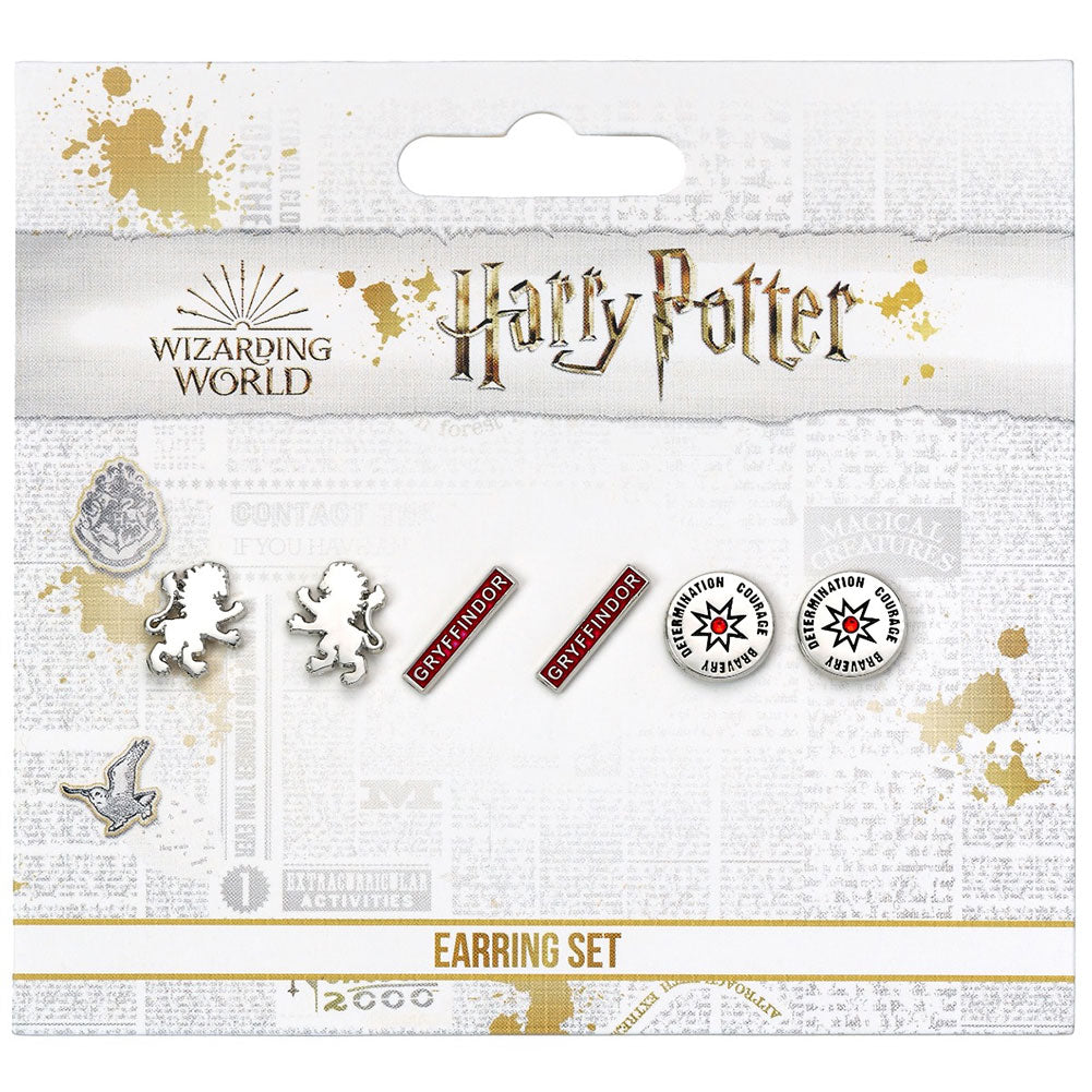 Harry Potter Silver Plated Earring Set Gryffindor 4