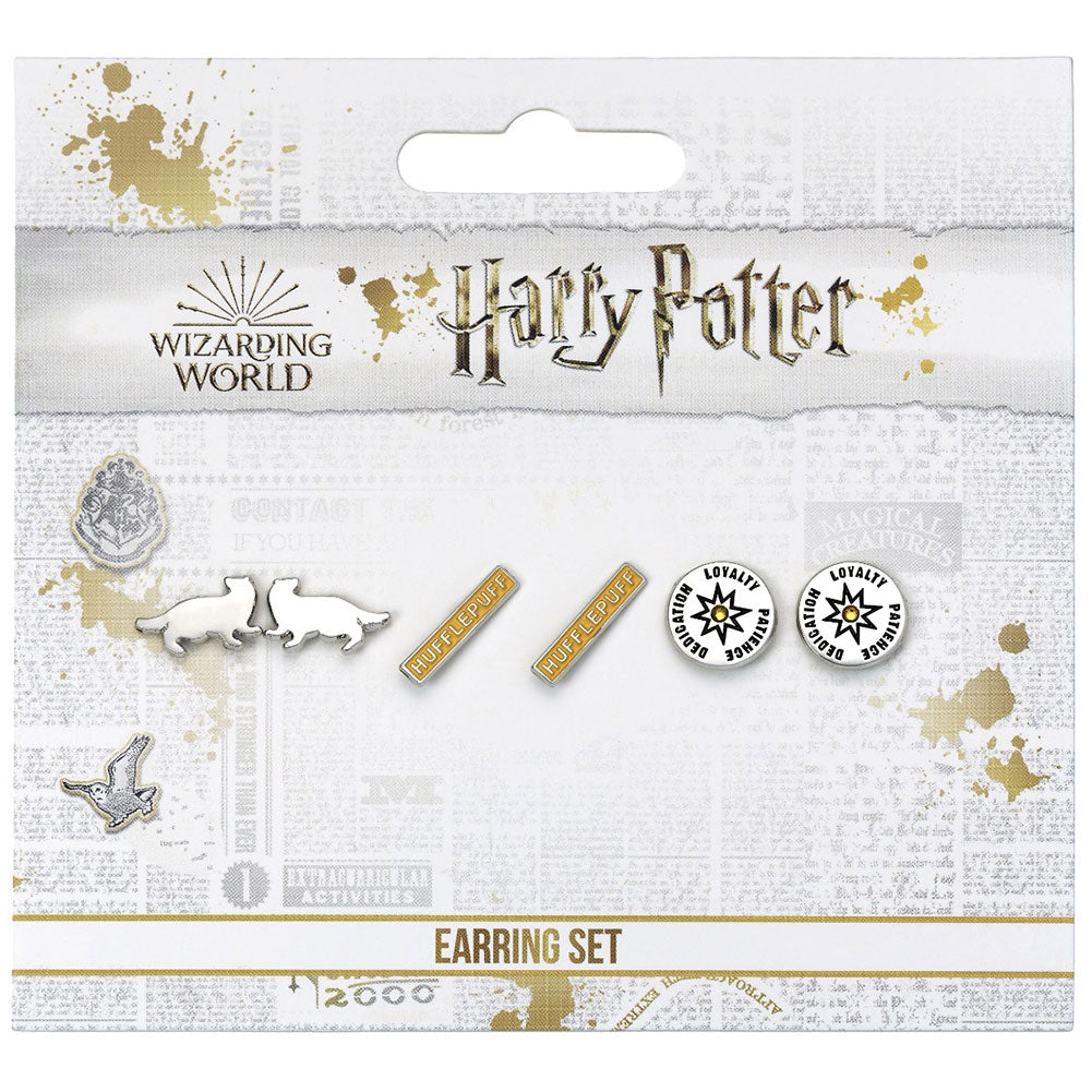 Harry Potter Silver Plated Earring Set Hufflepuff 4