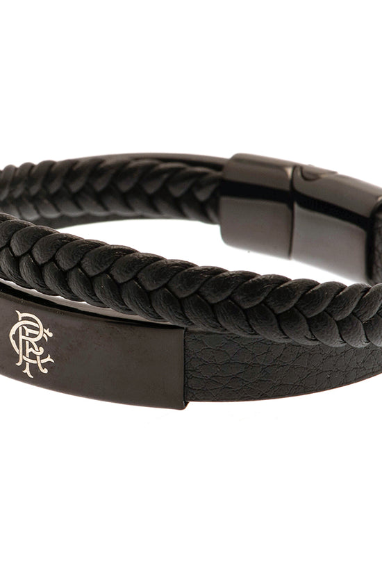 Rangers FC Black IP Leather Bracelet