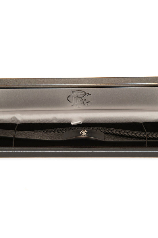 Rangers FC Black IP Leather Bracelet