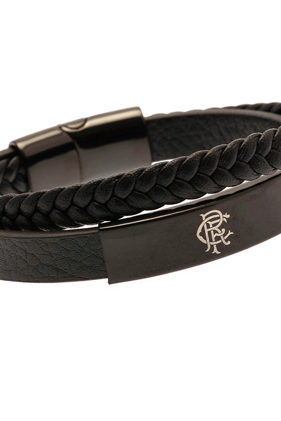 Rangers FC Black IP Leather Bracelet