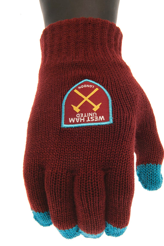 West Ham United FC Touchscreen Knitted Gloves Adults