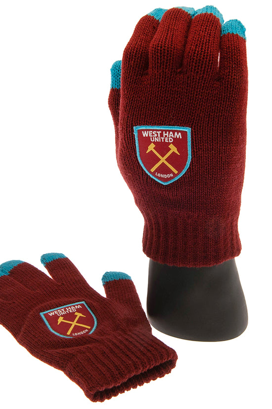 West Ham United FC Touchscreen Knitted Gloves Adults