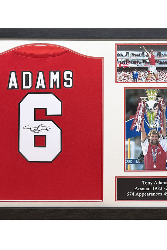 Arsenal FC Adams Retro Signed Shirt Framed