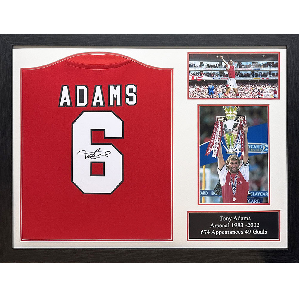 Arsenal FC Adams Retro Signed Shirt Framed