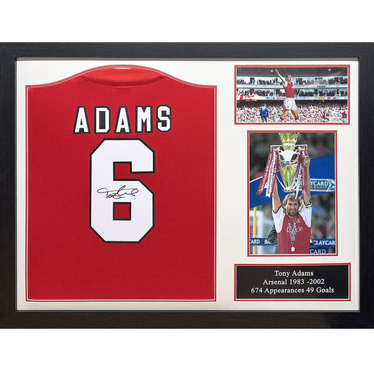 Arsenal FC Adams Retro Signed Shirt Framed