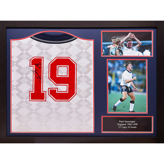 England FA 1990 Gascoigne Signed Shirt Framed