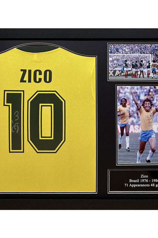 Brasil 1982 Zico Signed Shirt Framed