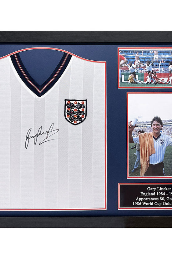 England FA 1986 Lineker Signed Shirt Framed