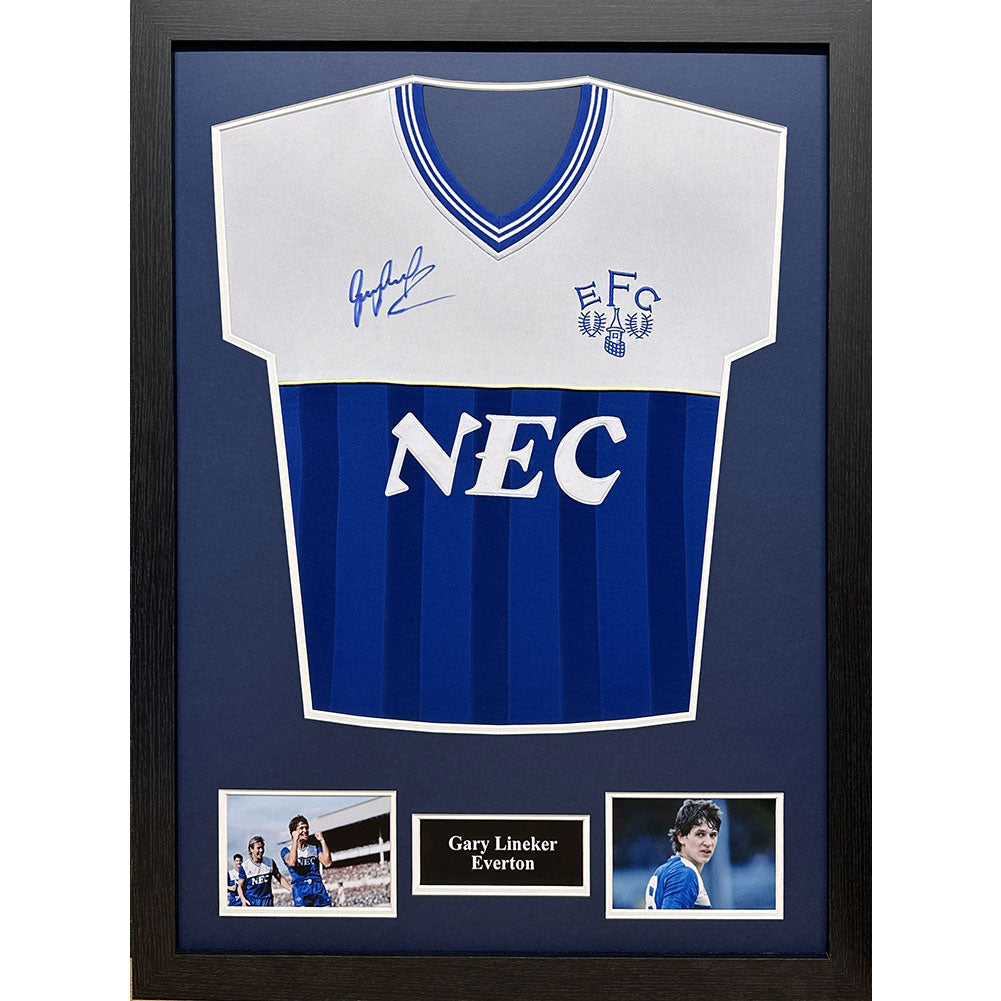 Everton FC 1986 Lineker Signed Shirt Framed