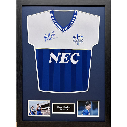 Everton FC 1986 Lineker Signed Shirt Framed